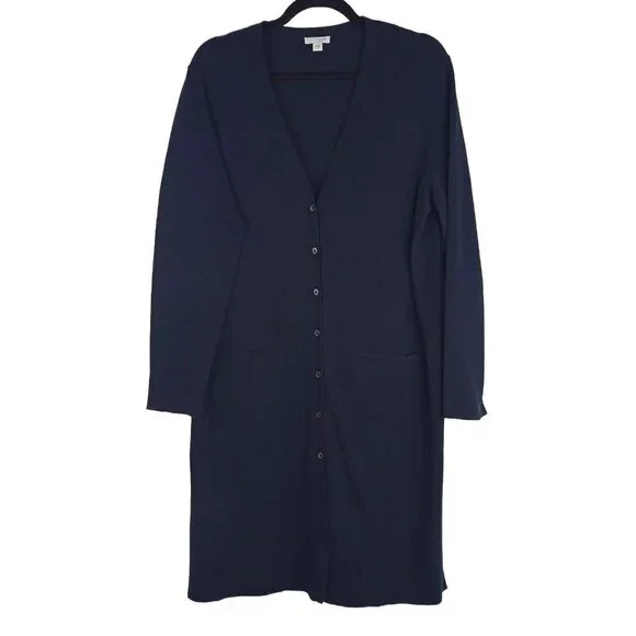 *SOLD* J Jill Womens Cardigan Sweater Size M 100% Cotton Blue Duster Long Sleeve - Picture 1 of 7